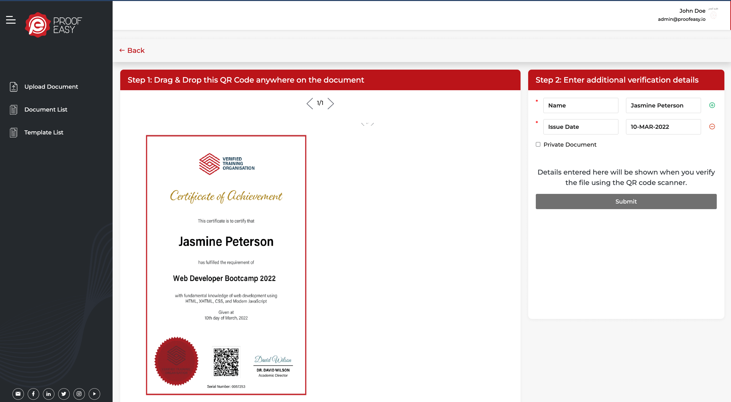 qr code certificate verification