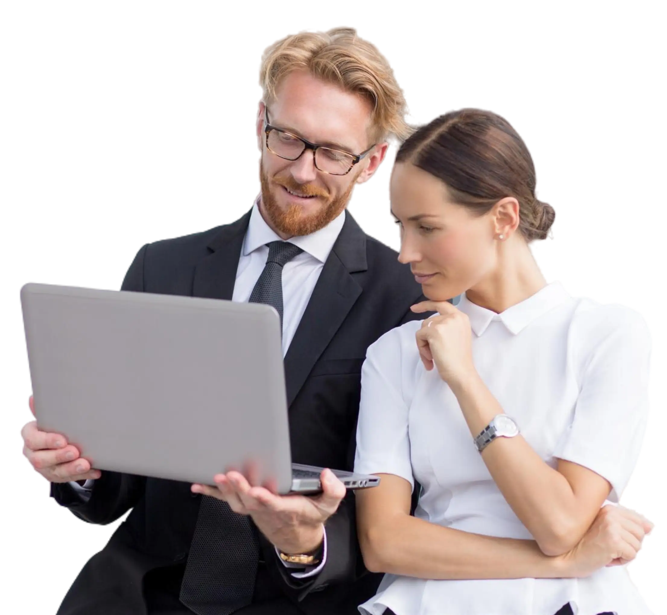 meeting-business-people-red-haired-man-glasses-keeping-laptop-showith-pretty-woman-smth-screen