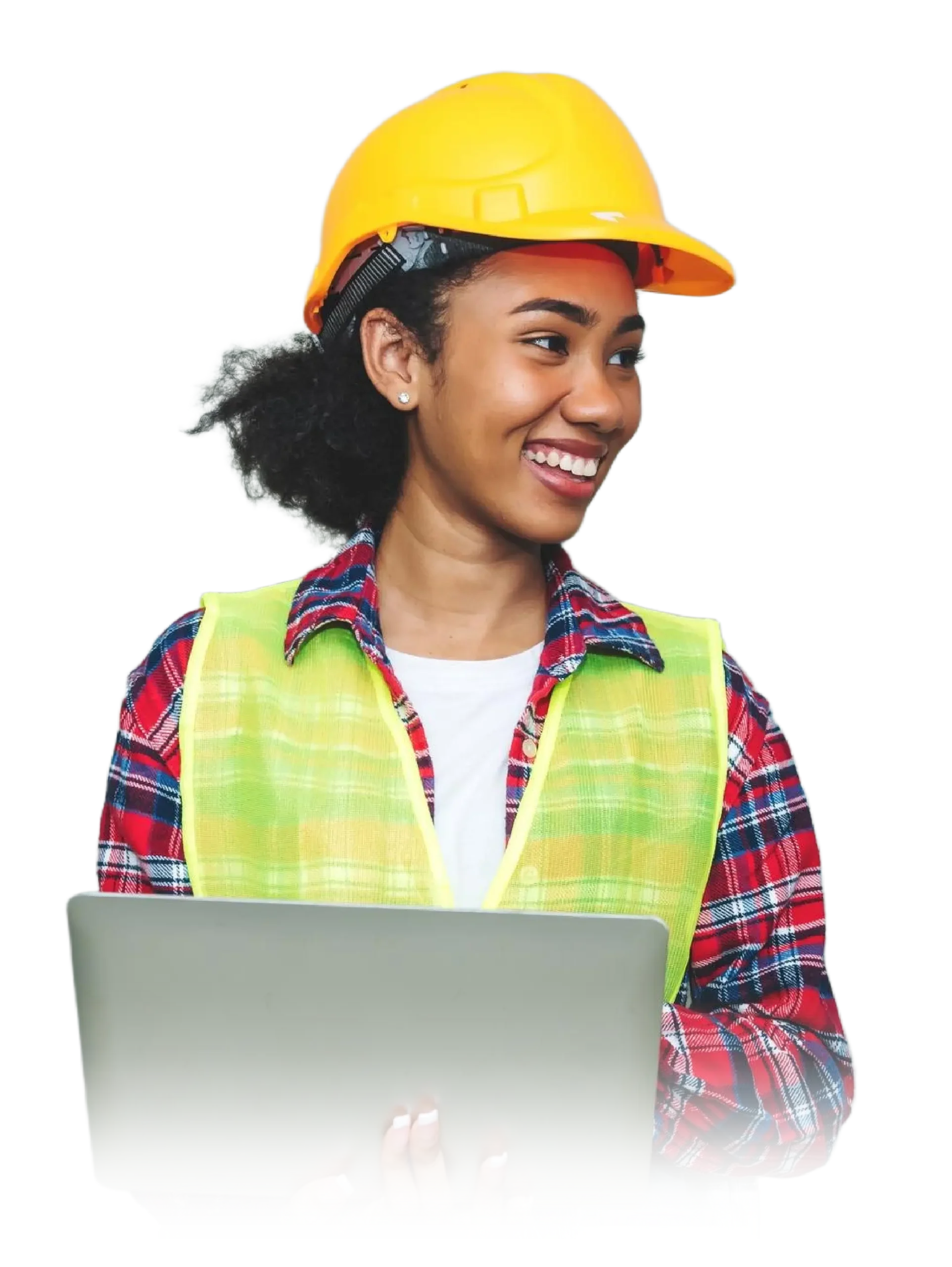portrait-professional-young-black-woman-civil-engineer-architecture-worker-wearing-hard-hat-safety-working-construction-site-warehouseusing-laptop-wor